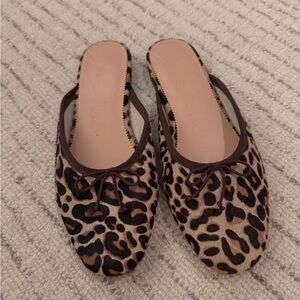 J.Crew Leopard Calf Hair Slides Size 8